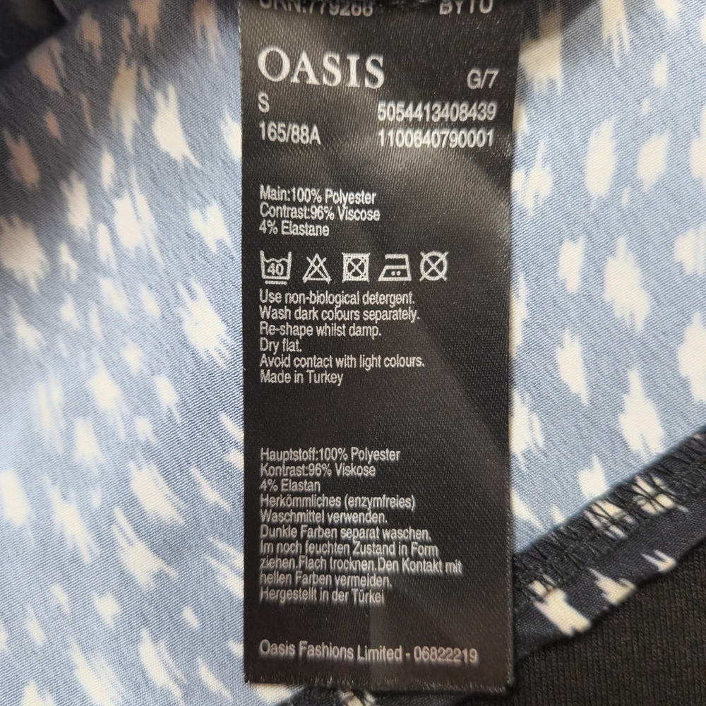 Oasis Animal Print Shirt Dress Black White Collared Long Sleeve S Chic Aesthetic - Picture 12 of 14